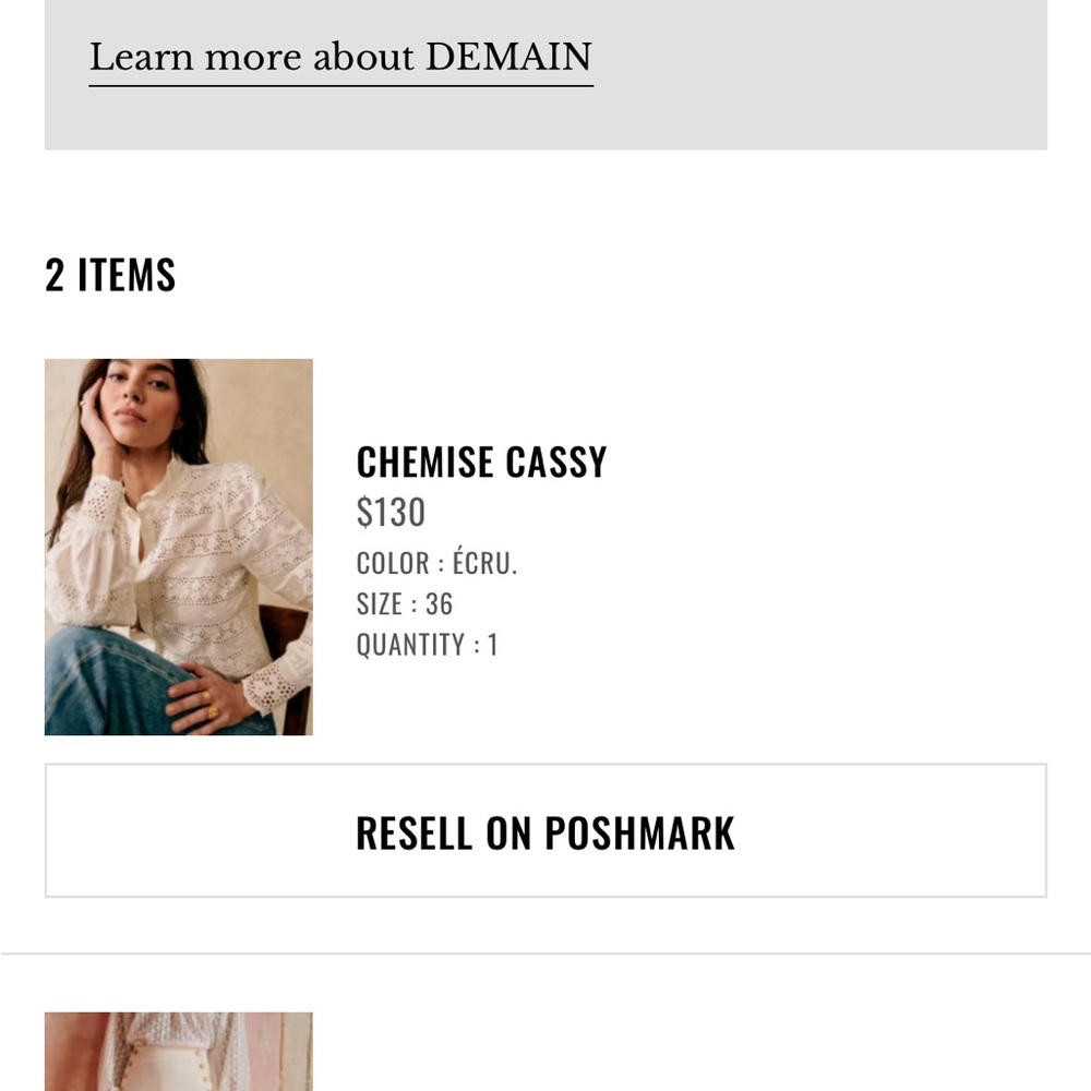 Sezane Ecru Chemise Cassy Blouse